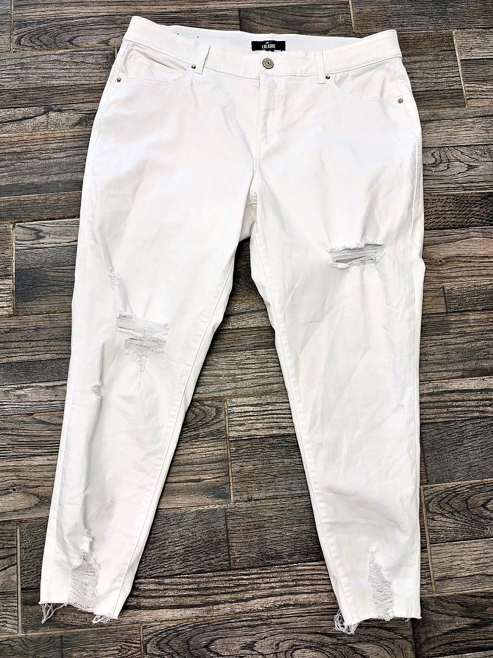 Lularoe Distressed Skinny Jeans in White Waist 36